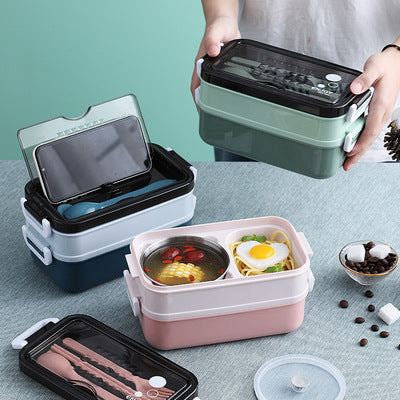 Kids Leakproof Stainless Bento Lunch Box with Cutlery