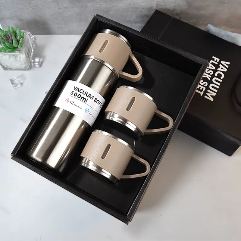 16.9 oz Vacuum Thermos Bottle with 3 Cups