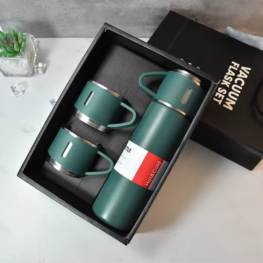 16.9 oz Vacuum Thermos Bottle with 3 Cups